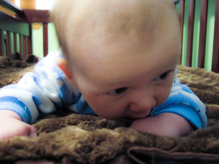 Eli on his tummy!
