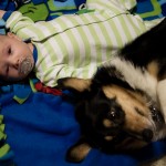 Eli chillin' on the floor with Izzie