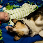 Eli and Izzie sharing a moment on the floor