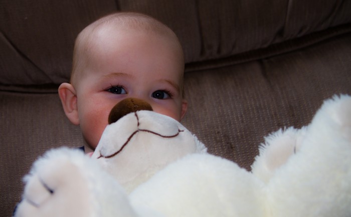 Eli Playing Behind The Bear