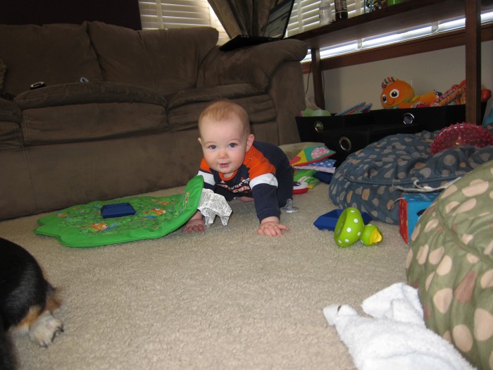 Eli practicing his crawling