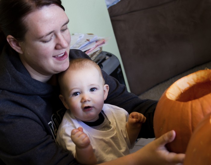 Eli Enjoys Pumpkin Carving With Mom